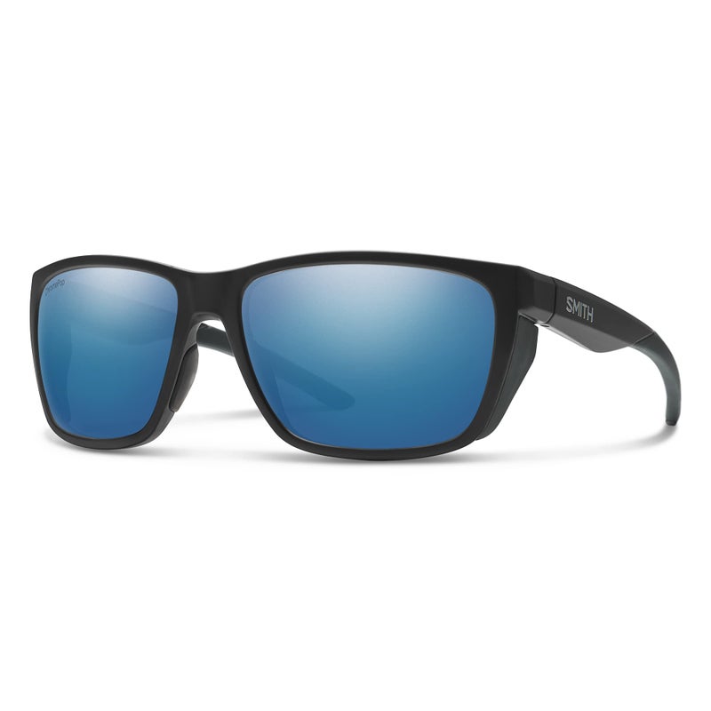 SMITH Longfin Sunglasses - Performance Sports Active Sunglasses for Watersports, Fishing & More - For Men & Women - Black + Blue ChromaPop Polarized Mirror Lenses - Image 1